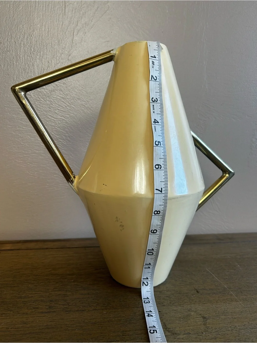 Atipico Kora Vase Style Neutral Metal Geometric Vase with Gold Handle-Set of 2.